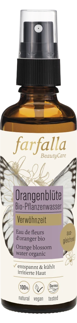 Farfalla Orangenblüte Bio-Pflanzenwasser Verwöhnzeit 75 ml Farfalla Orangenblüte Bio-Pflanzenwasser Verwöhnzeit 75 ml